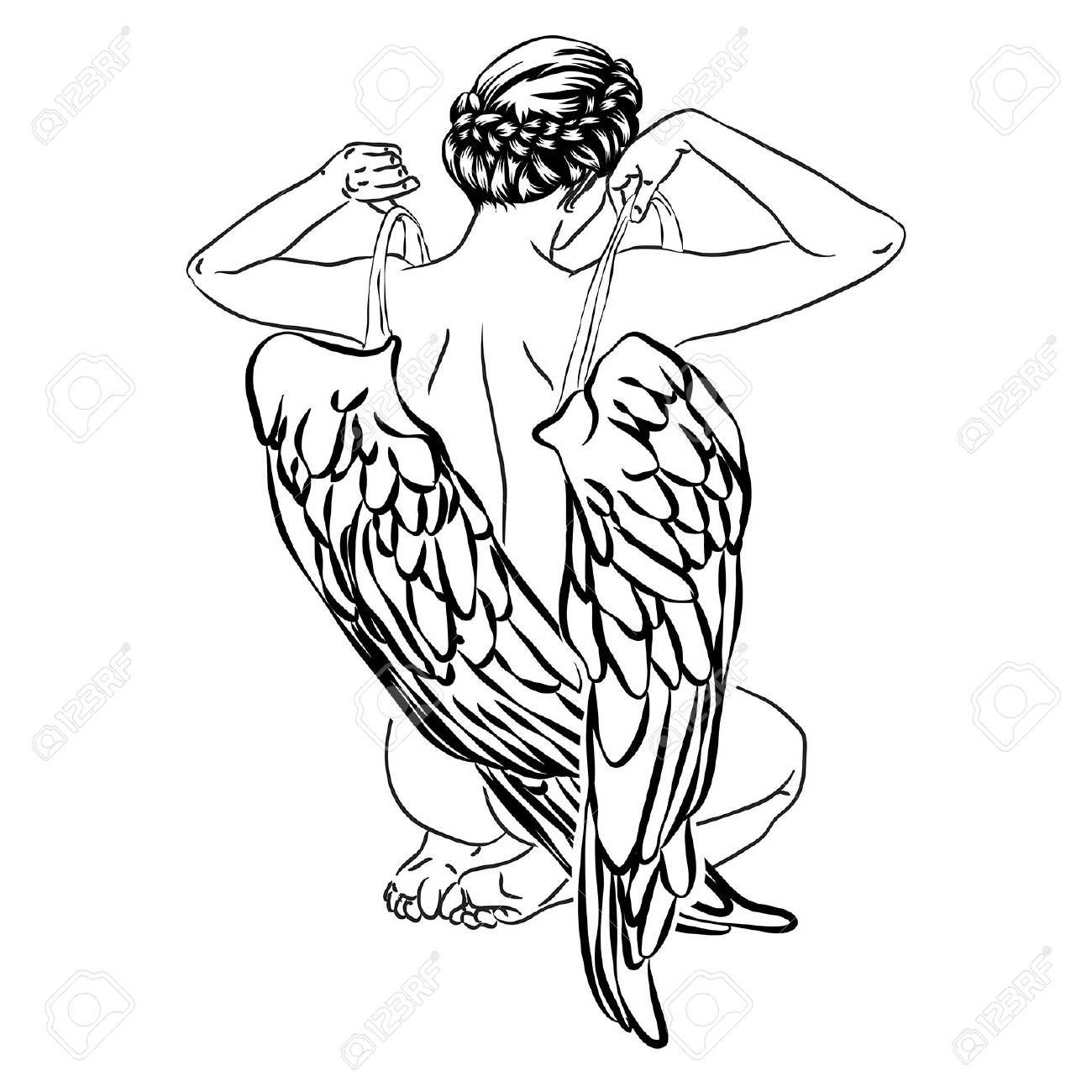 Angel Takes Off His Wings, Back Of Girl With Wings Royalty Free SVG,  Cliparts, Vectors, and Stock Illustration. Image 100202521., image size:1300x1300