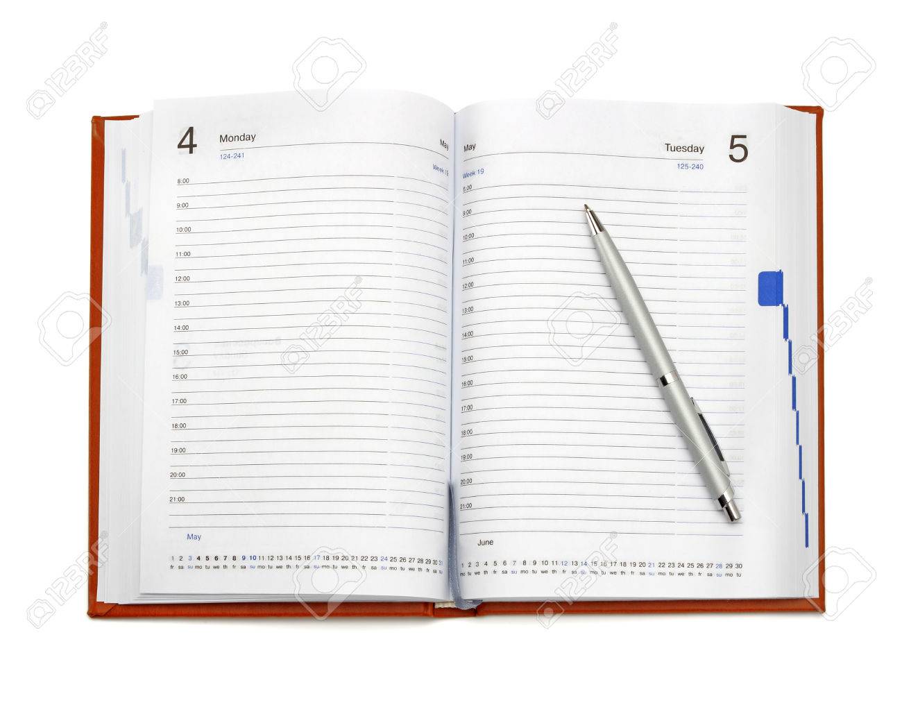 白い背景の上にペンでビジネス日記 の写真素材 画像素材 Image