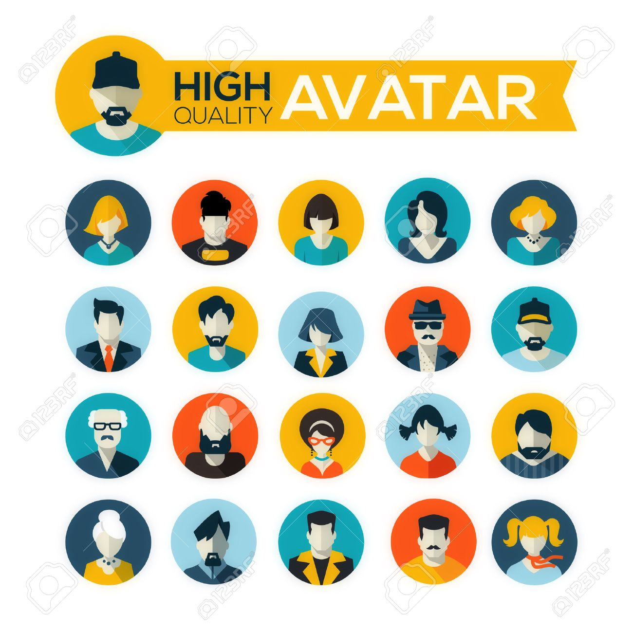 set of 20 flat design avatars icons, for use in mobile applications, website profile picture or in socil networks - 29949347 set of 20 flat design avatars icons, for use in mobile applications, website profile picture or in socil networks - 29949347
