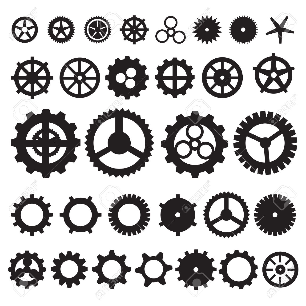 Steampunk Gear Collection Machine Gear, Wheel Cogwheel Vector, Set Of Gear  Wheels, Set Of Vector Icons Gear. Royalty Free SVG, Cliparts, Vectors, and  Stock Illustration. Image 46718034.