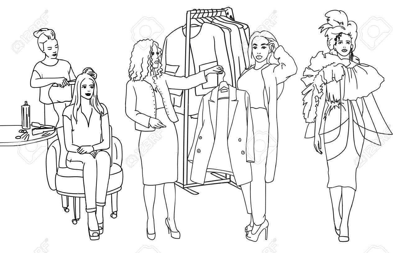 Fashion Clothes Designer Working On Dress Project Create A New Style Stylist Advise Vector Isolated Sketch Illustration Royalty Free Cliparts Vectors And Stock Illustration Image