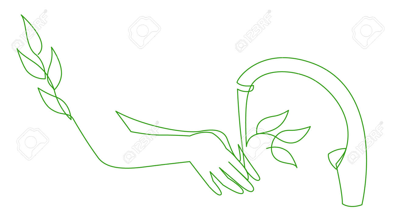 Save Water Concept Recycled Water, World Water Day Save Nature. Continuous one line drawing of eco wash hands - 165954348 Save Water Concept Recycled Water, World Water Day Save Nature. Continuous one line drawing of eco wash hands - 165954348