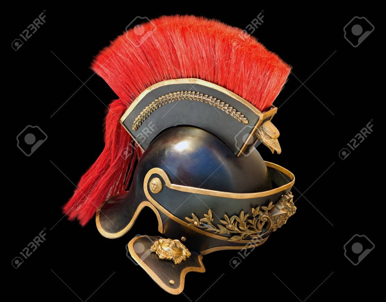 roman soldier helmet in black background stock photo picture and