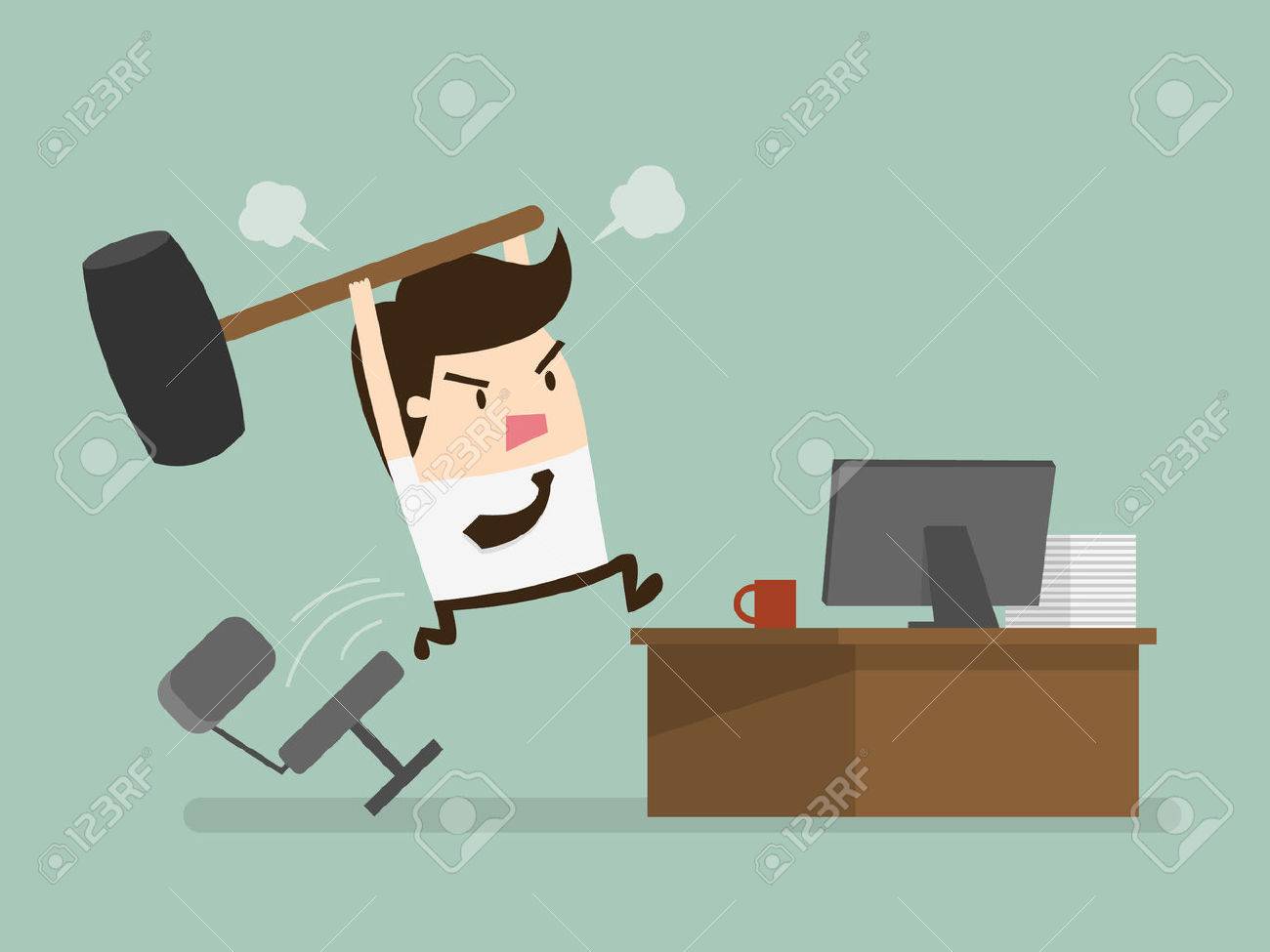 Furious frustated businessman hitting the computer - 52631291 Furious frustated businessman hitting the computer - 52631291