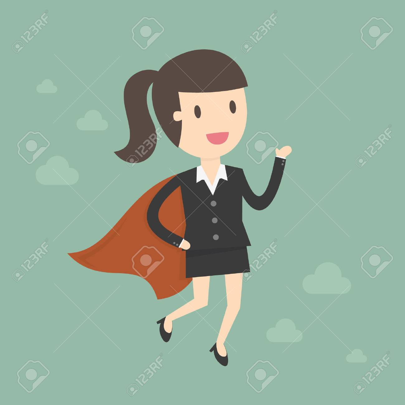 Super Business Woman. Business Concept Cartoon Illustration. - 55497765 Super Business Woman. Business Concept Cartoon Illustration. - 55497765