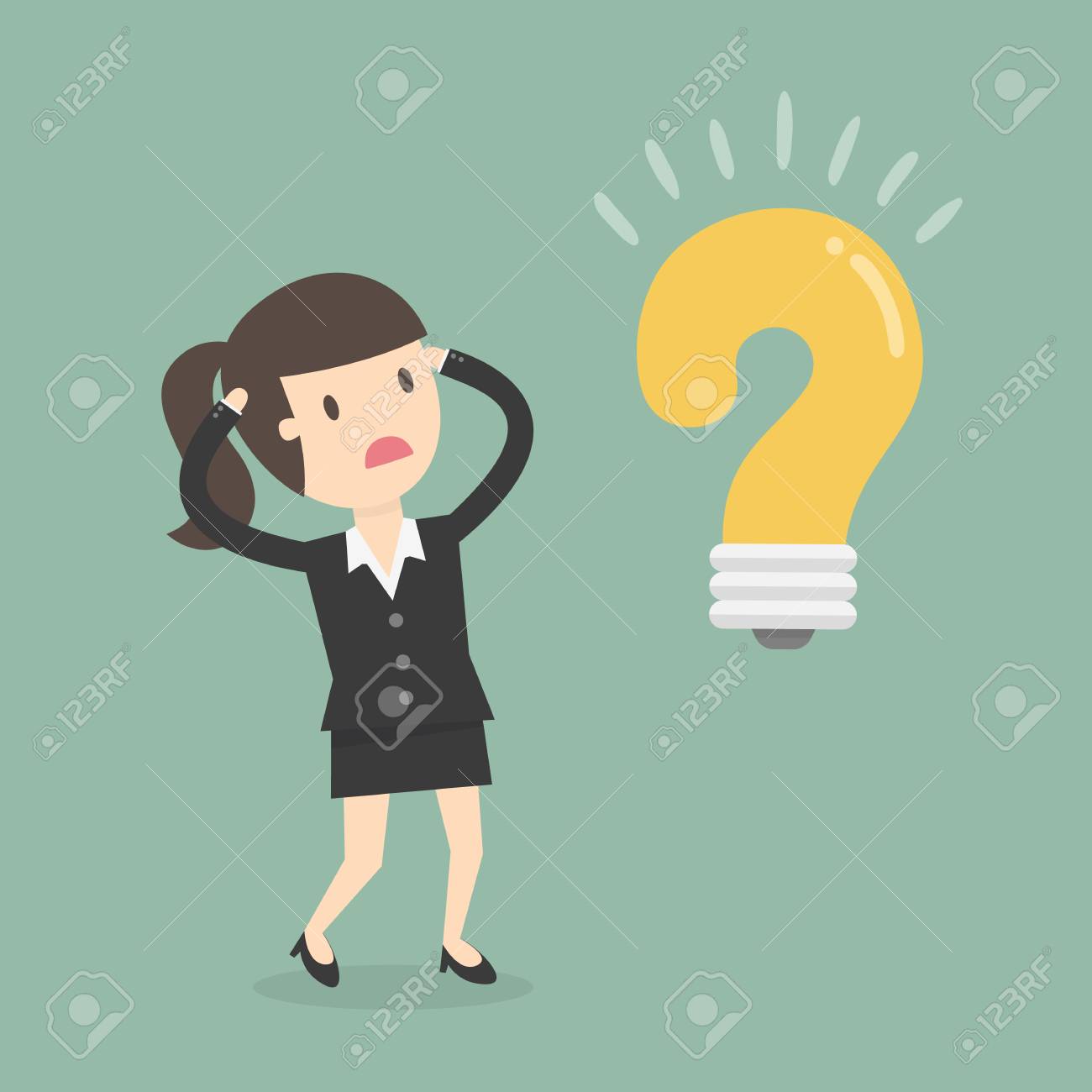 Business woman in doubt concept illustration. - 96594793 Business woman in doubt concept illustration. - 96594793