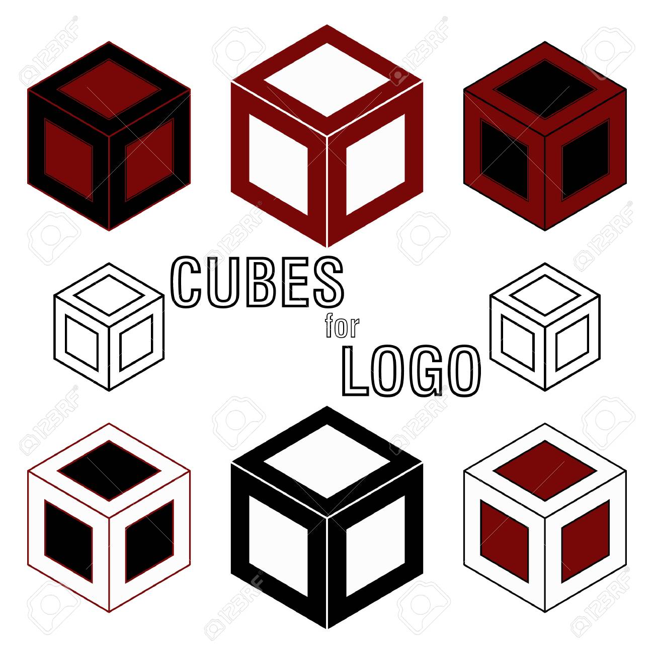 3d cube isometric logo concept abstract square logo template