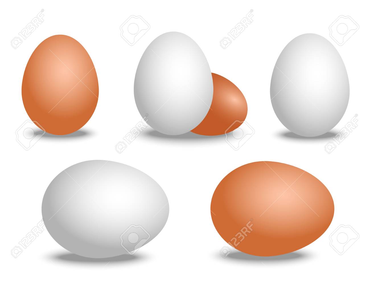 ベクトル3dリアルな白と茶色の卵 白い背景に影を持つ孤立した卵 あなたのイースターポスターのための卵のモックアップ のイラスト素材 ベクタ Image