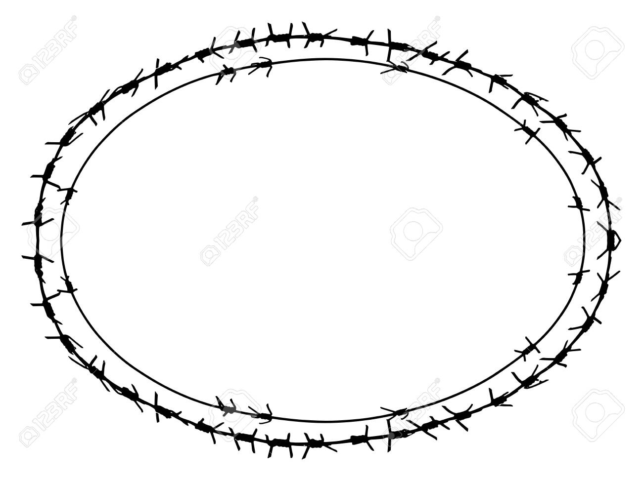 Black Barbed Wire Vector Ellipse Frame. Metal Fence Illustration Isolated  On White Background. Graphic Military Border Object Royalty Free SVG,  Cliparts, Vectors, and Stock Illustration. Image 145380153., image size:1300x974