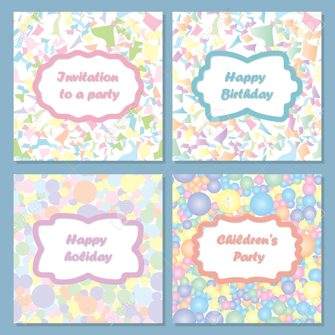 set of colorful invitations for your holiday you can use return