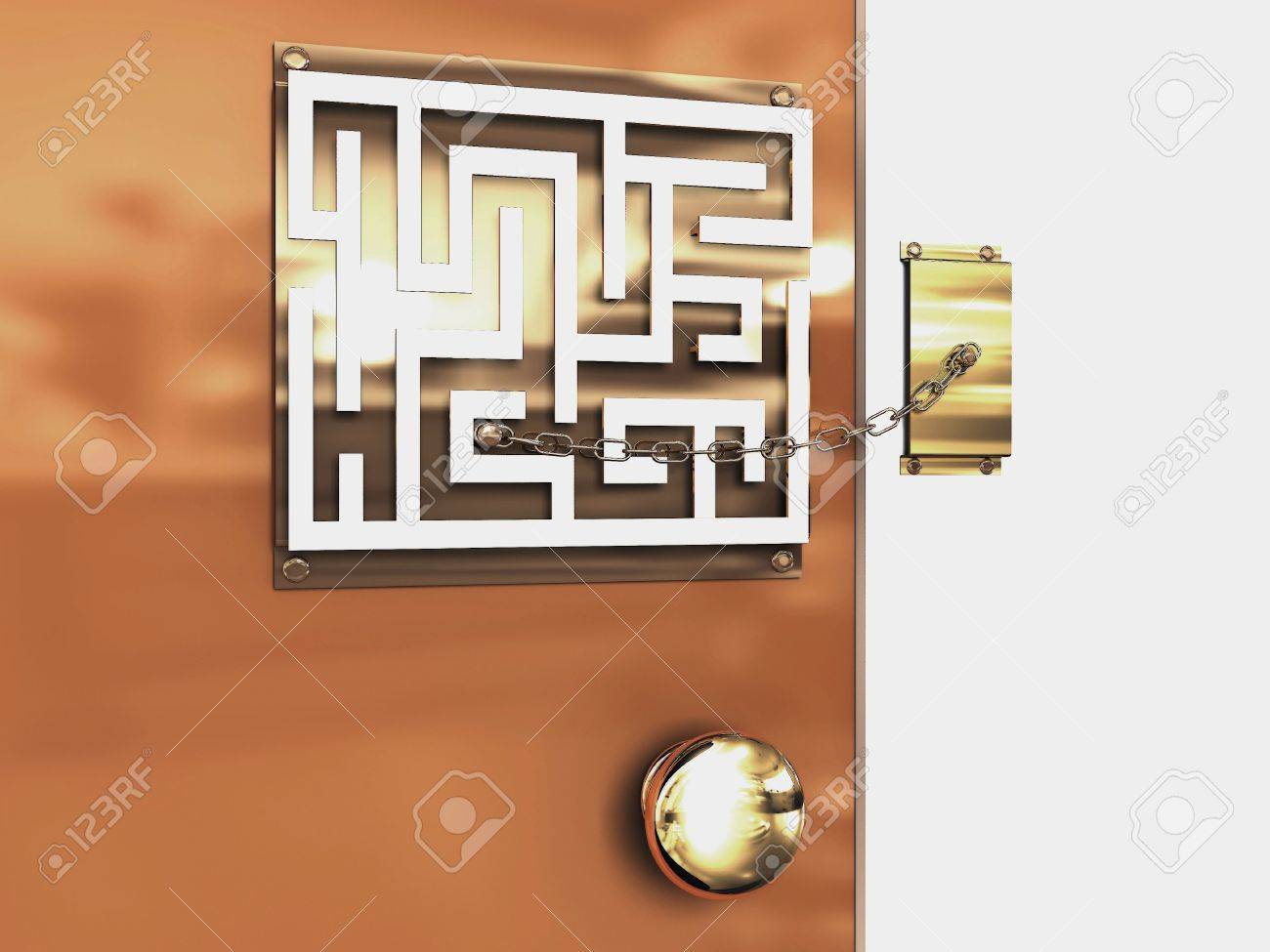 Doors With Lock Maze With A Chain 3d