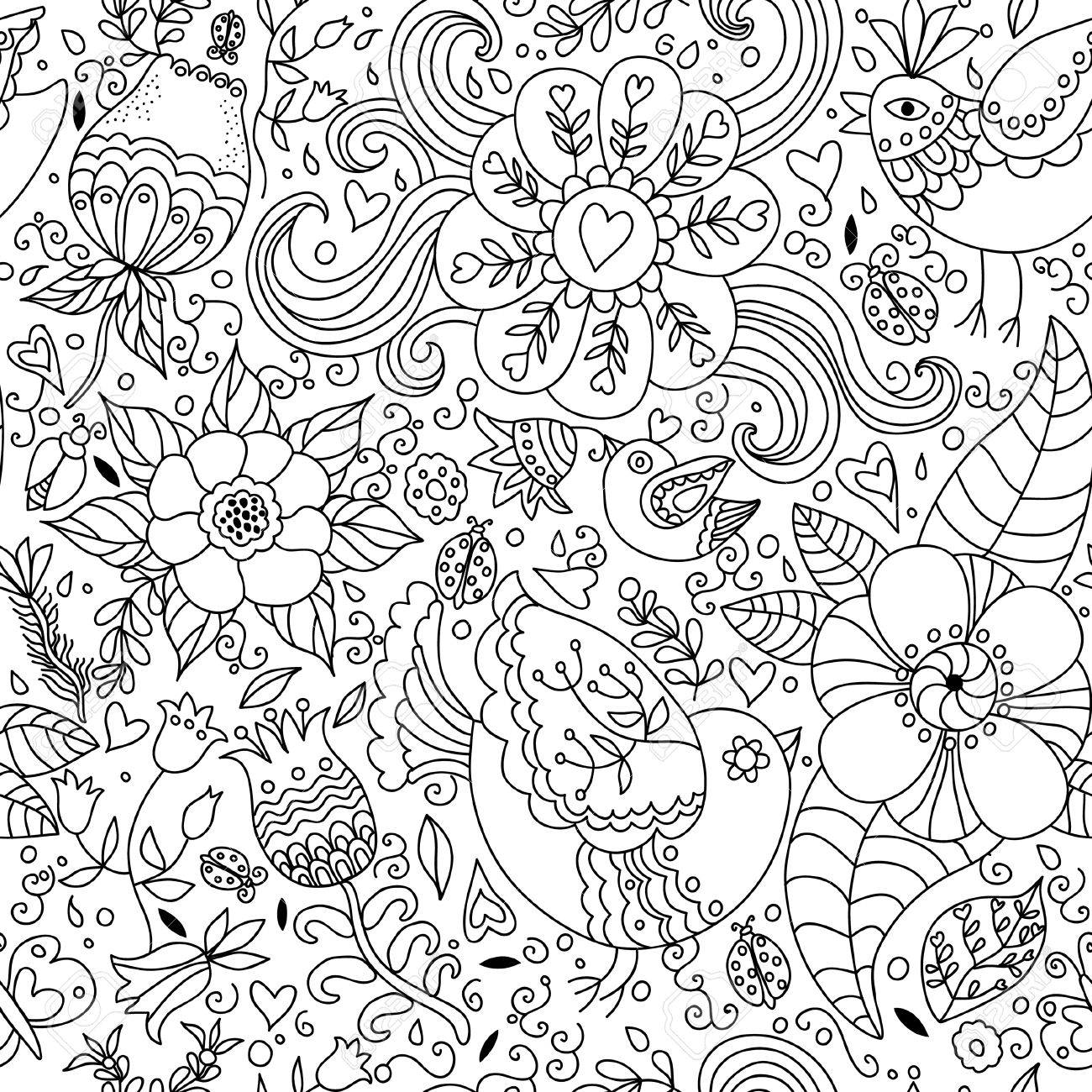 Télécharger gratuitement Images Motif Decoratif De Fond Sans Couture Avec Dessin Contour De Fleurs le plus cool salutations