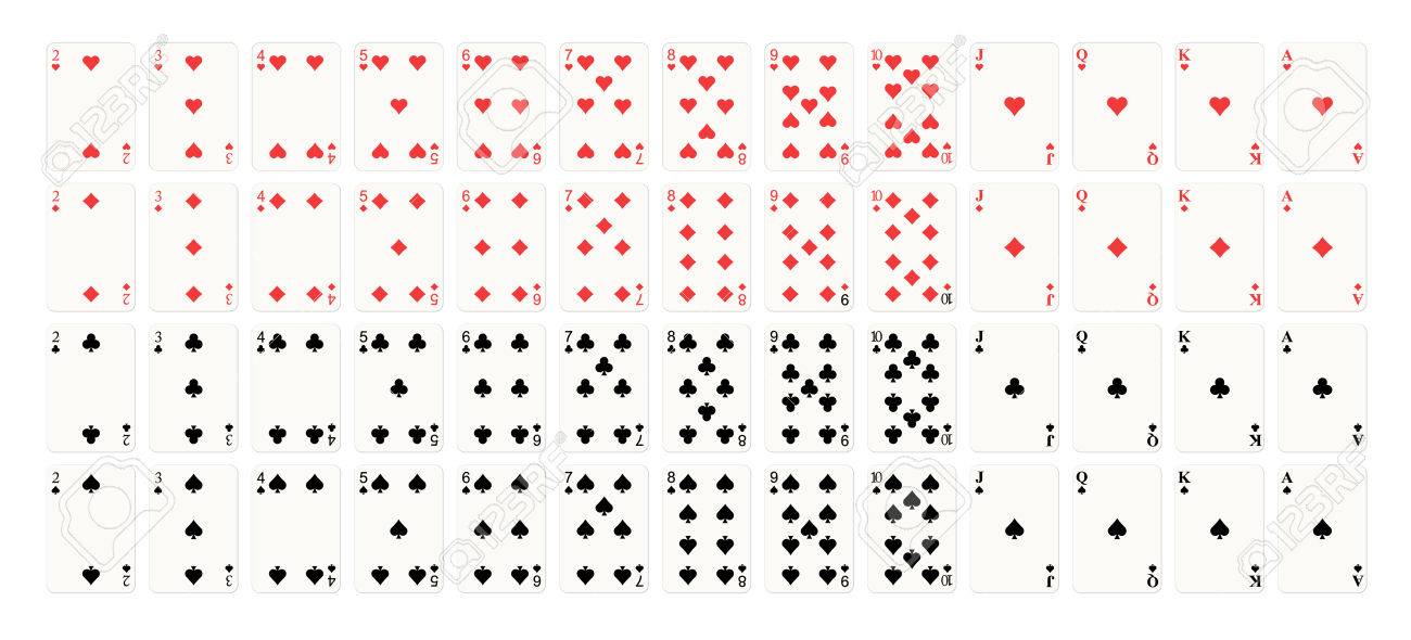 full set of playing cards 52 cards poker in casino vector illustration 52 cards