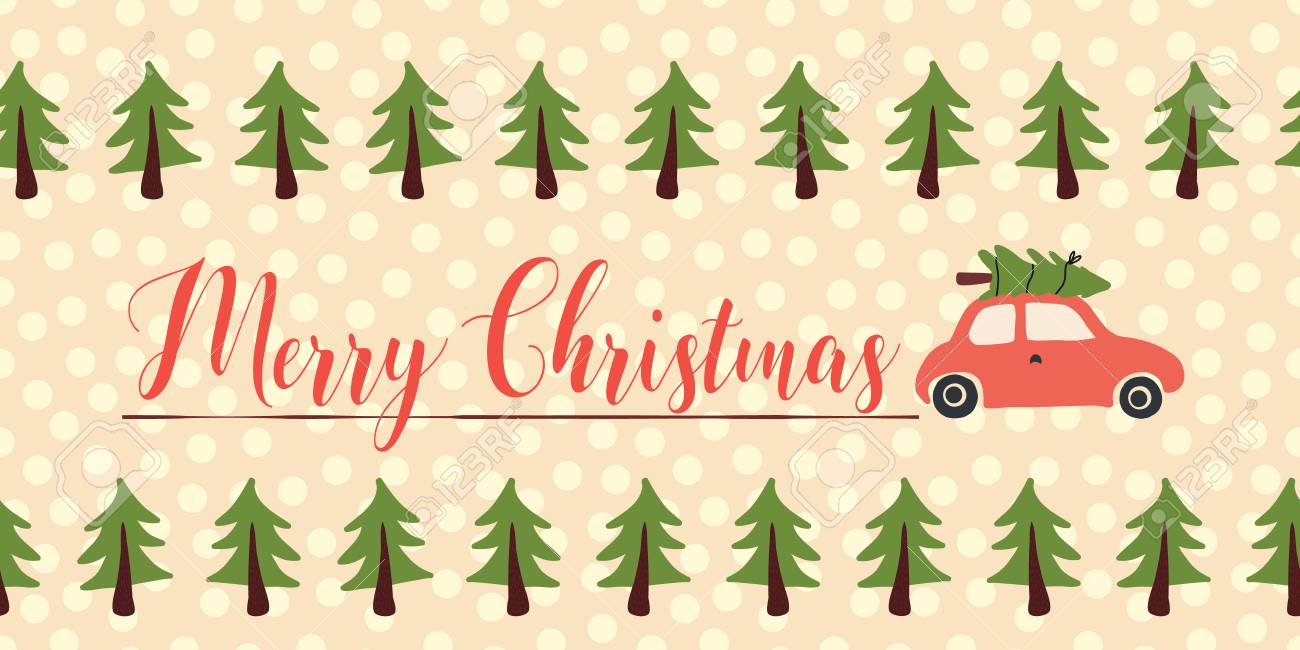 Christmas Greetings Vector Banner Seamless Red Car With Christmas Stock Photo Picture And Royalty Free Image Image 111963199