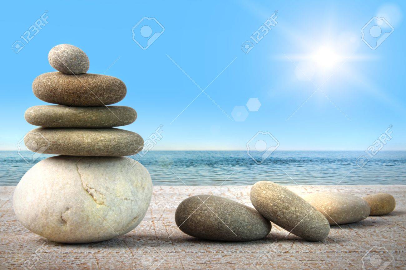 wooden stacking rocks