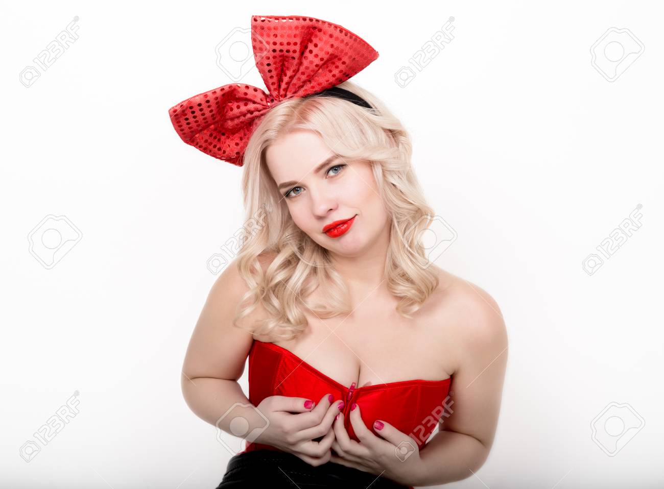 Big Beautiful Women Tube Beautiful Sexy Blonde Woman With Large Breasts In A Red Corset And Big Bow Stock Photo, Picture and Royalty Free Image. Image 71089825.
