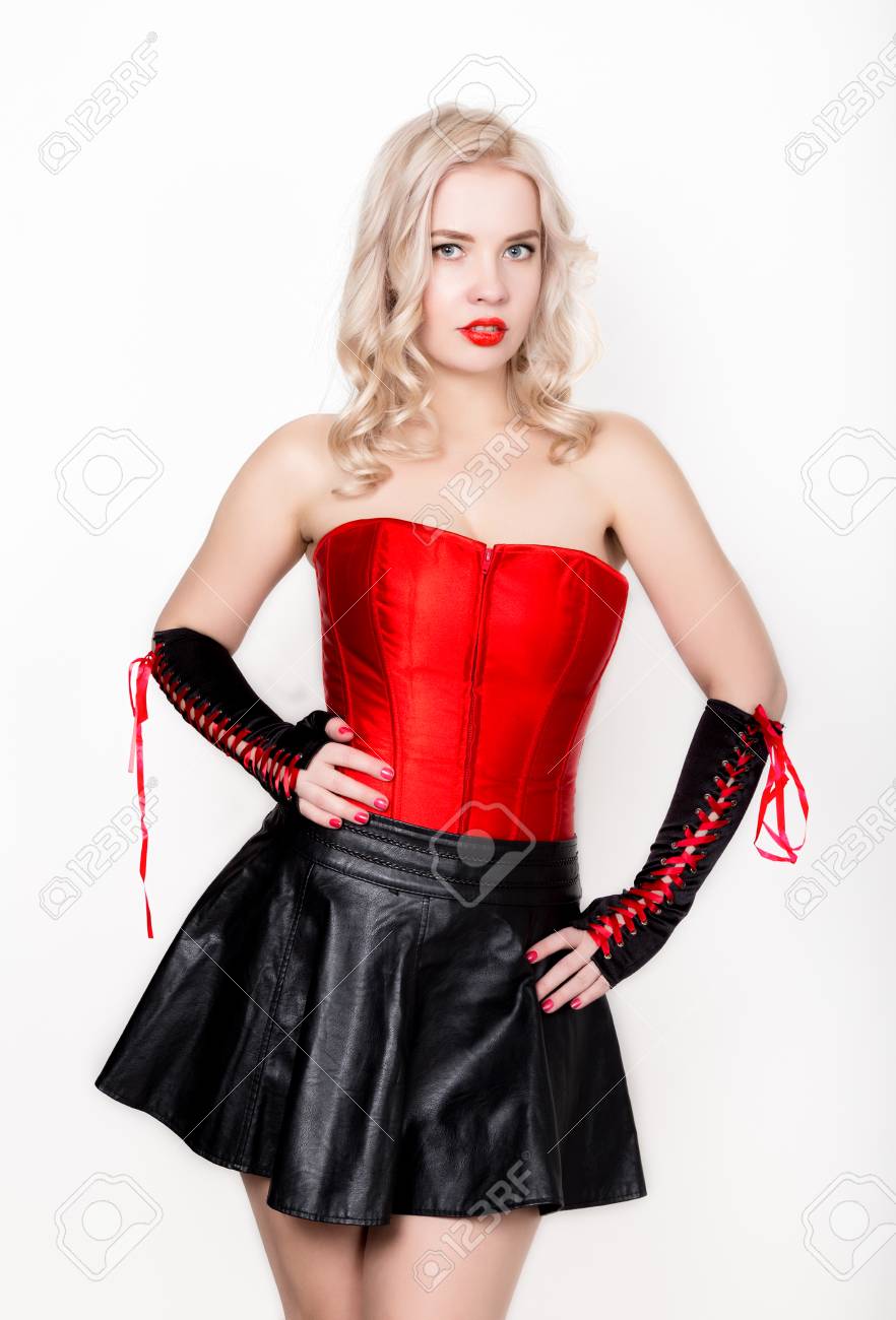 red corset skirt