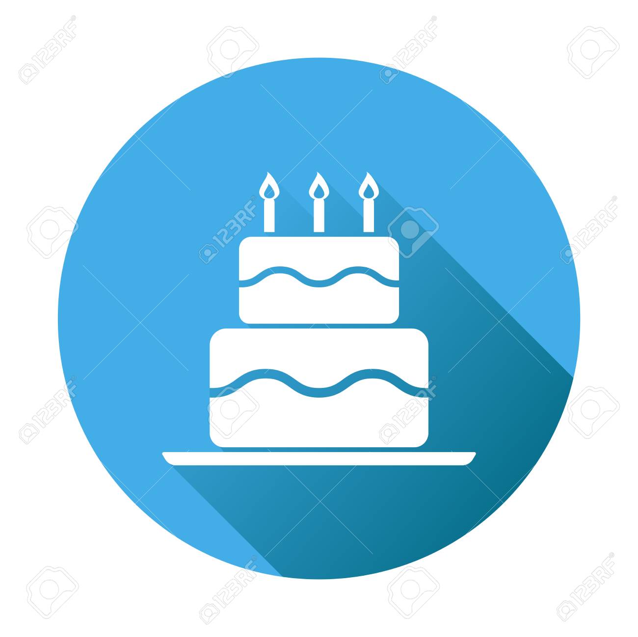 Birthday Cake Flat Icon. Fresh Pie Muffin On Blue Round Background Royalty  Free SVG, Cliparts, Vectors, and Stock Illustration. Image 60163535., image size:1300x1299