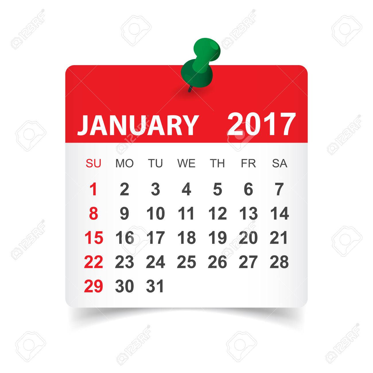 17 年 1 月 カレンダーのベクトル イラスト のイラスト素材 ベクタ Image