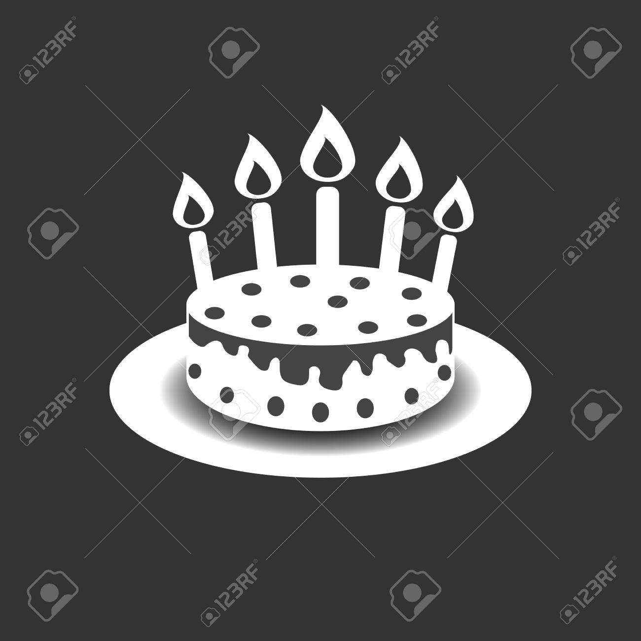 燃焼で誕生日ケーキのろうそくピクトグラム アイコン お祝い マーケティング 黒い背景にインターネット概念のシンプルなピクトグラム Web サイトのデザインやモバイル アプリのトレンディな現代ベクトル記号 のイラスト素材 ベクタ Image