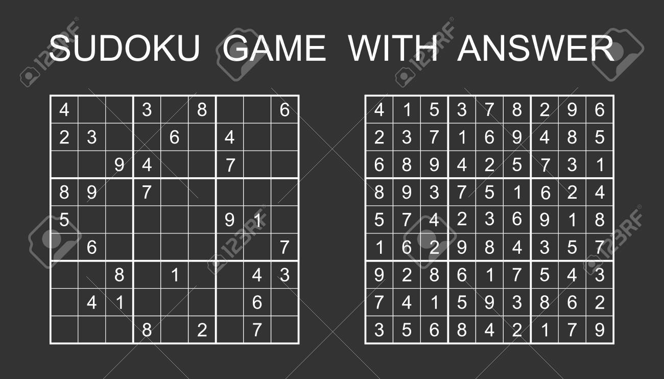 Sudoku com a resposta jogo de quebra-cabeça do vetor