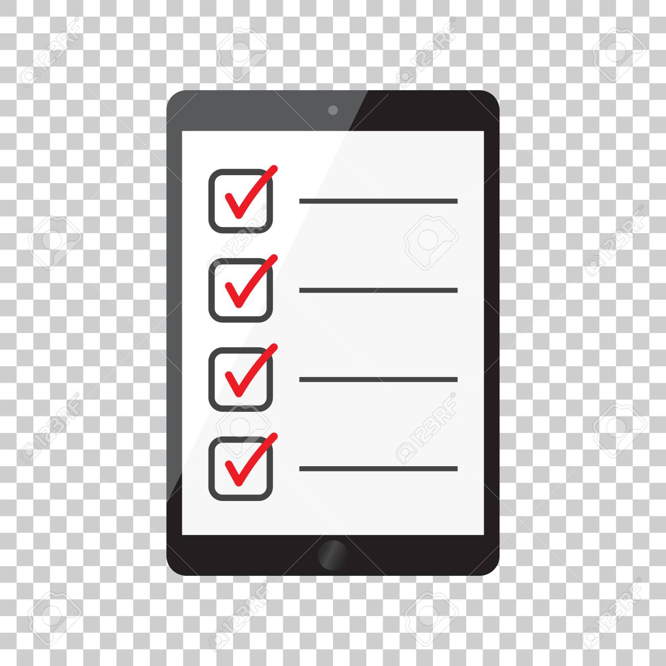 タブレットでビジネスマンのチェックリスト リスト アイコン フラット ベクトル図を確認します のイラスト素材 ベクタ Image