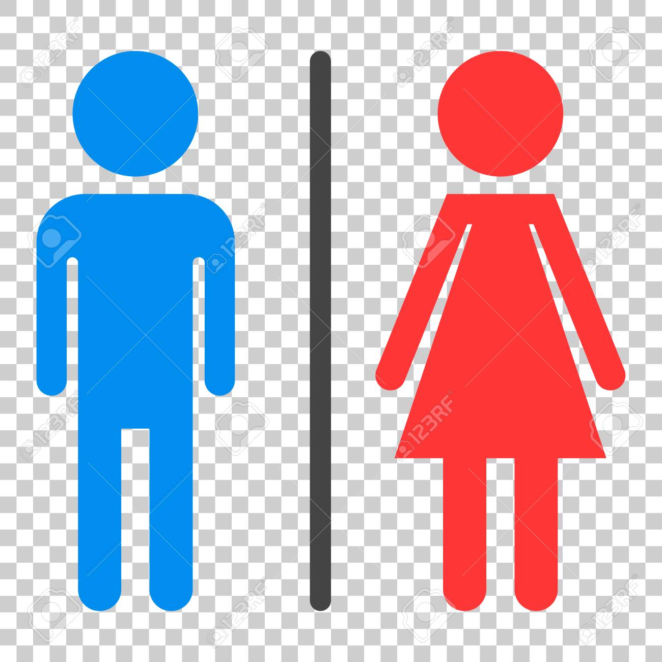 Wc Icono De Vector Plano De Inodoro Los Hombres Y Las Mujeres