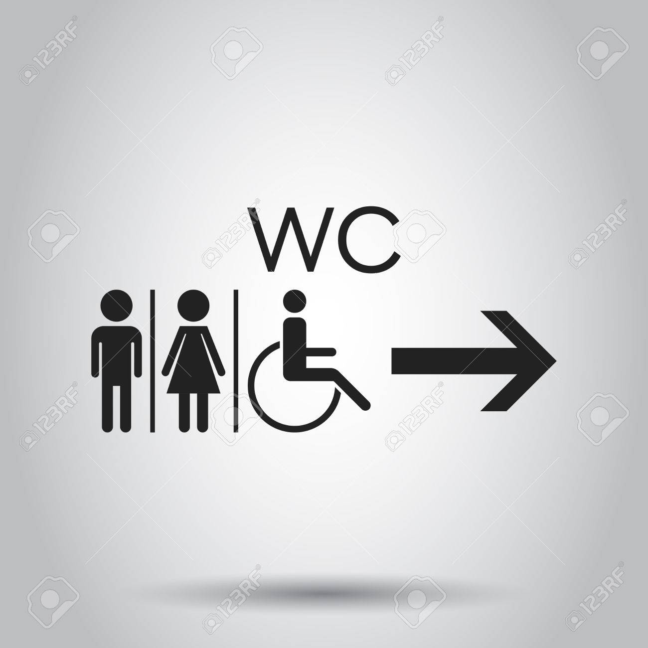 Wc Wc Vector Icono Plano Los Hombres Y Las Mujeres Firman Para