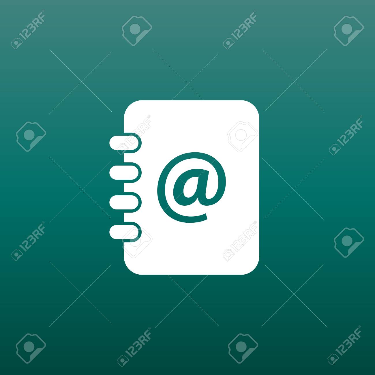 address book icon email note flat vector illustration on green