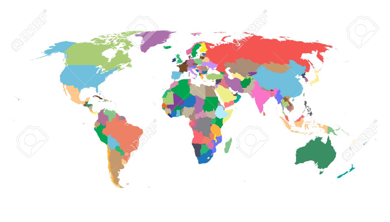 colorful political world map isolated on white background world world map white background