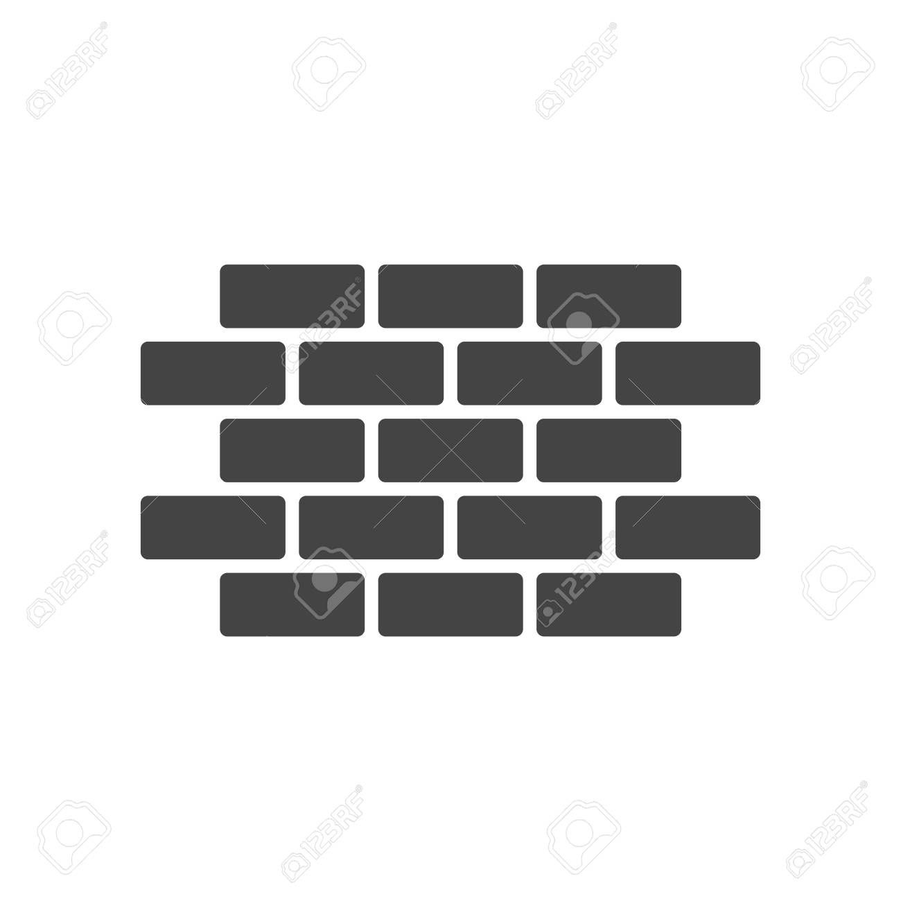 ホワイト スタイルの白い背景で隔離の壁レンガ アイコン 壁のシンボル イラスト のイラスト素材 ベクタ Image