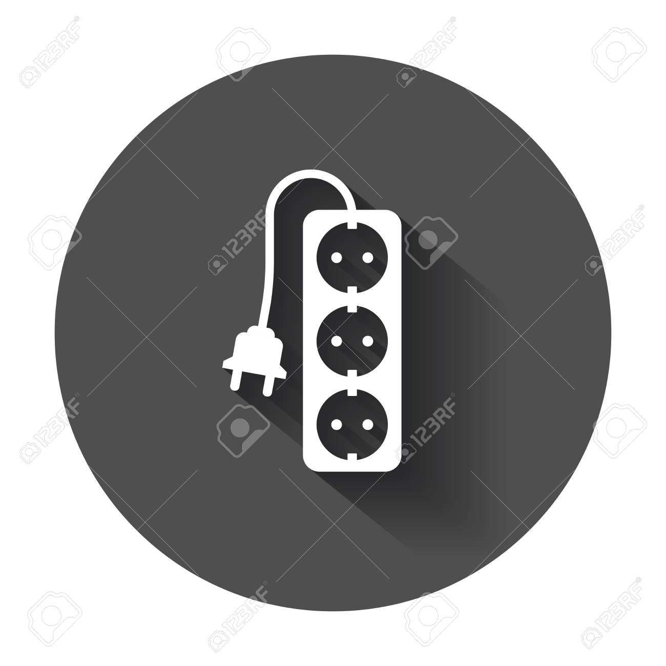 延長コード ベクトルのアイコン 長い影と電力ソケットのフラットのイラスト のイラスト素材 ベクタ Image