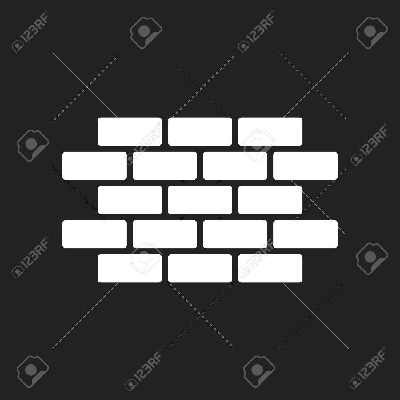 黒の背景に分離されたフラット スタイルの壁レンガ アイコン 壁のシンボル イラスト のイラスト素材 ベクタ Image