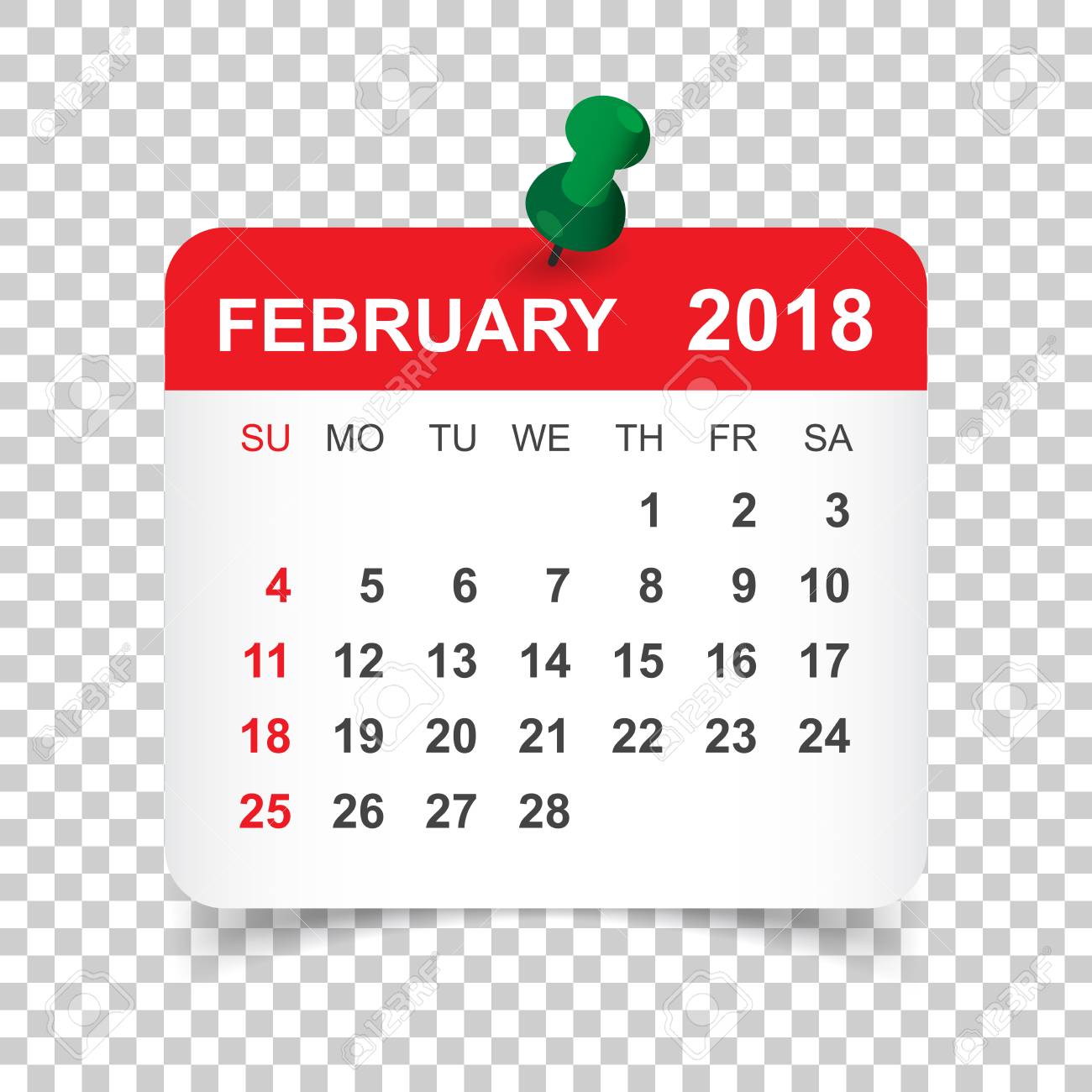 february 2018 calendar clip art