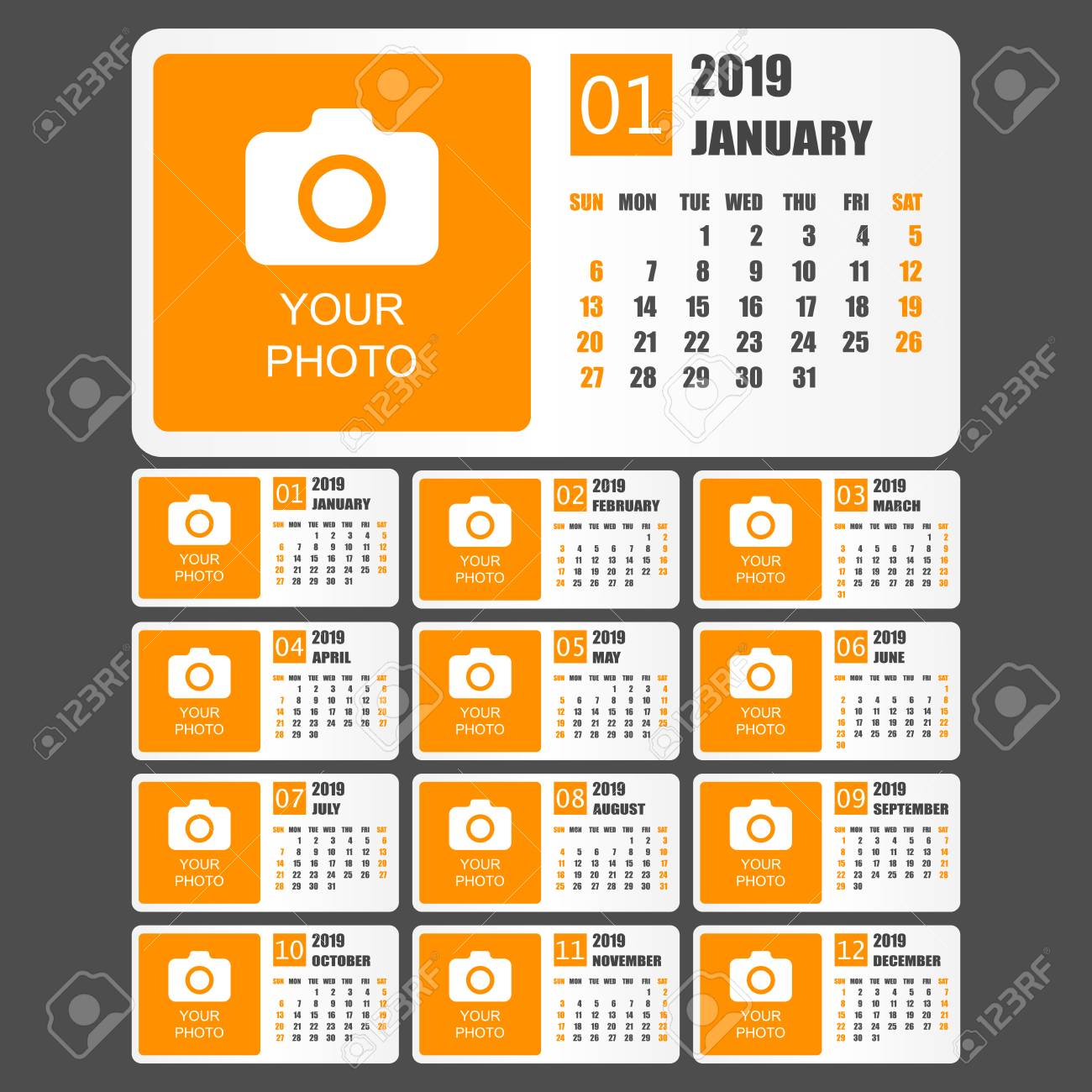 calendar 2019 year in simple style calendar planner design template calendar 2019 planner