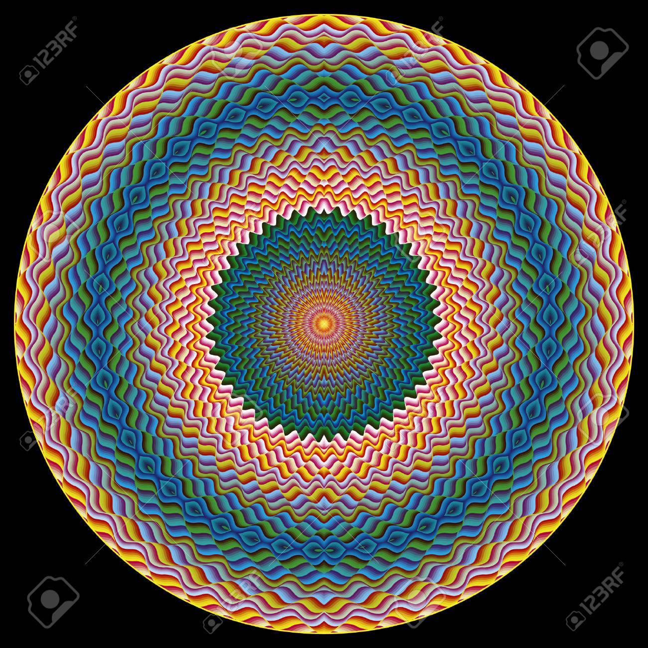 魔法の目 精神的な力と集中力のための近代的な Feng Shui のシンボル 寒さと暖かいの間の完璧な組み合わせの色放射の深い調和 のイラスト素材 ベクタ Image 2444