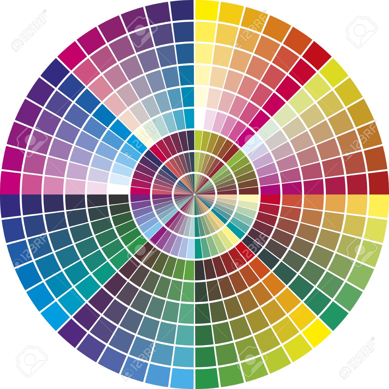 carta de colores redonda para la industria gráfica con 216 tonos de