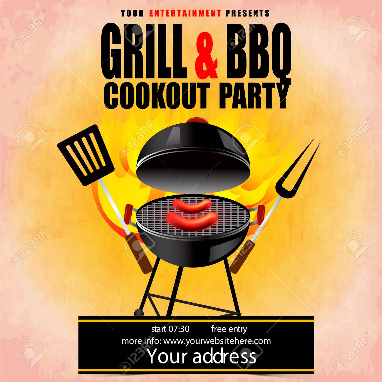 creative vector illustration of barbecue party design invitation