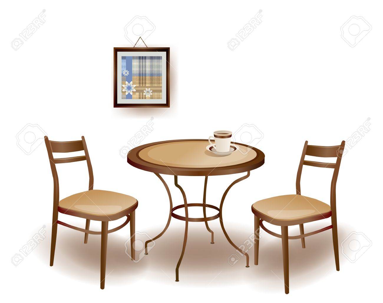Illustration Der Runde Tisch Und Stühlen Lizenzfrei Nutzbare Runde Holztisch Und Stühle Illustration Lizenzfrei Nutzbare