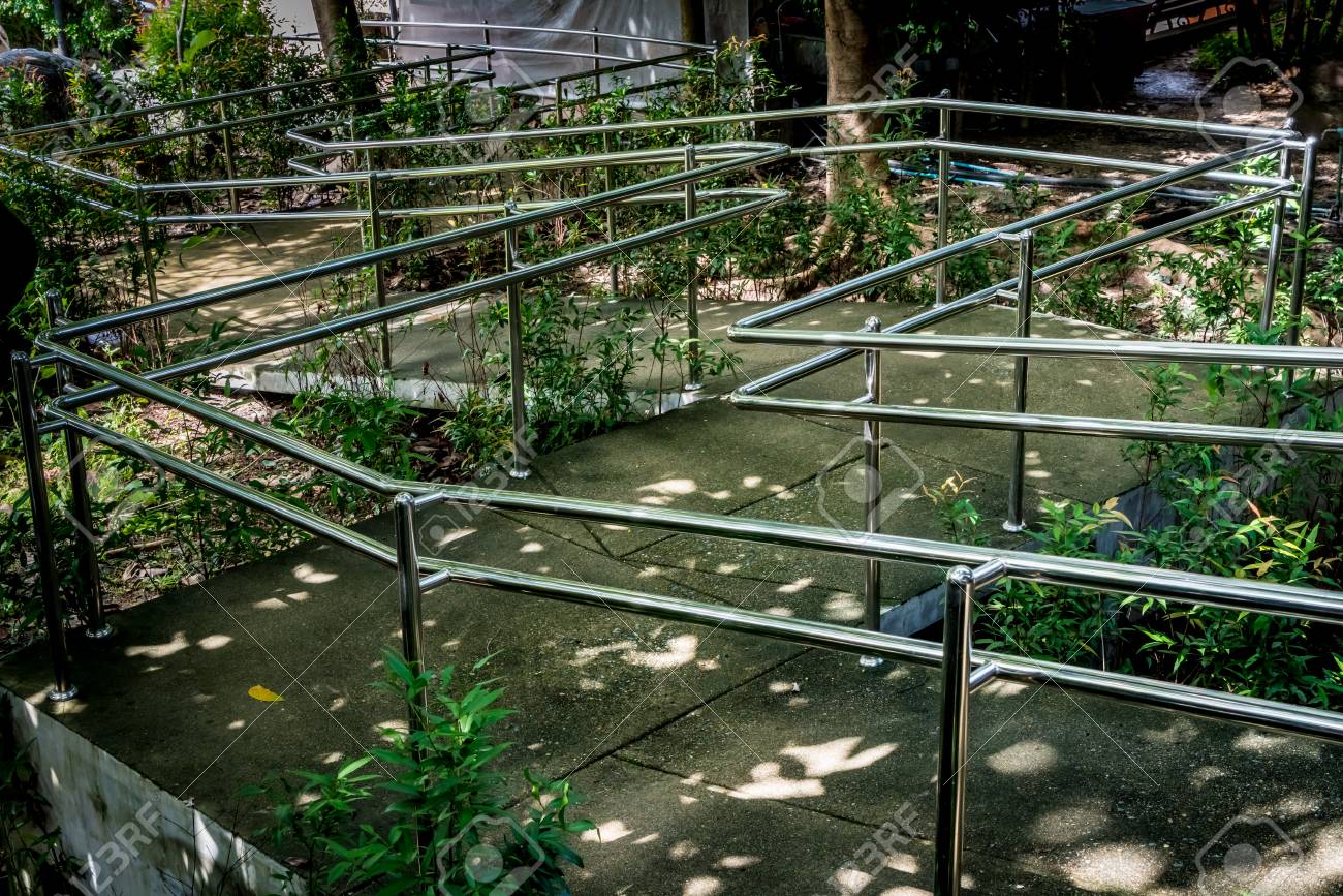concrete ramp for wheelchair with stainless steel railing in stock
