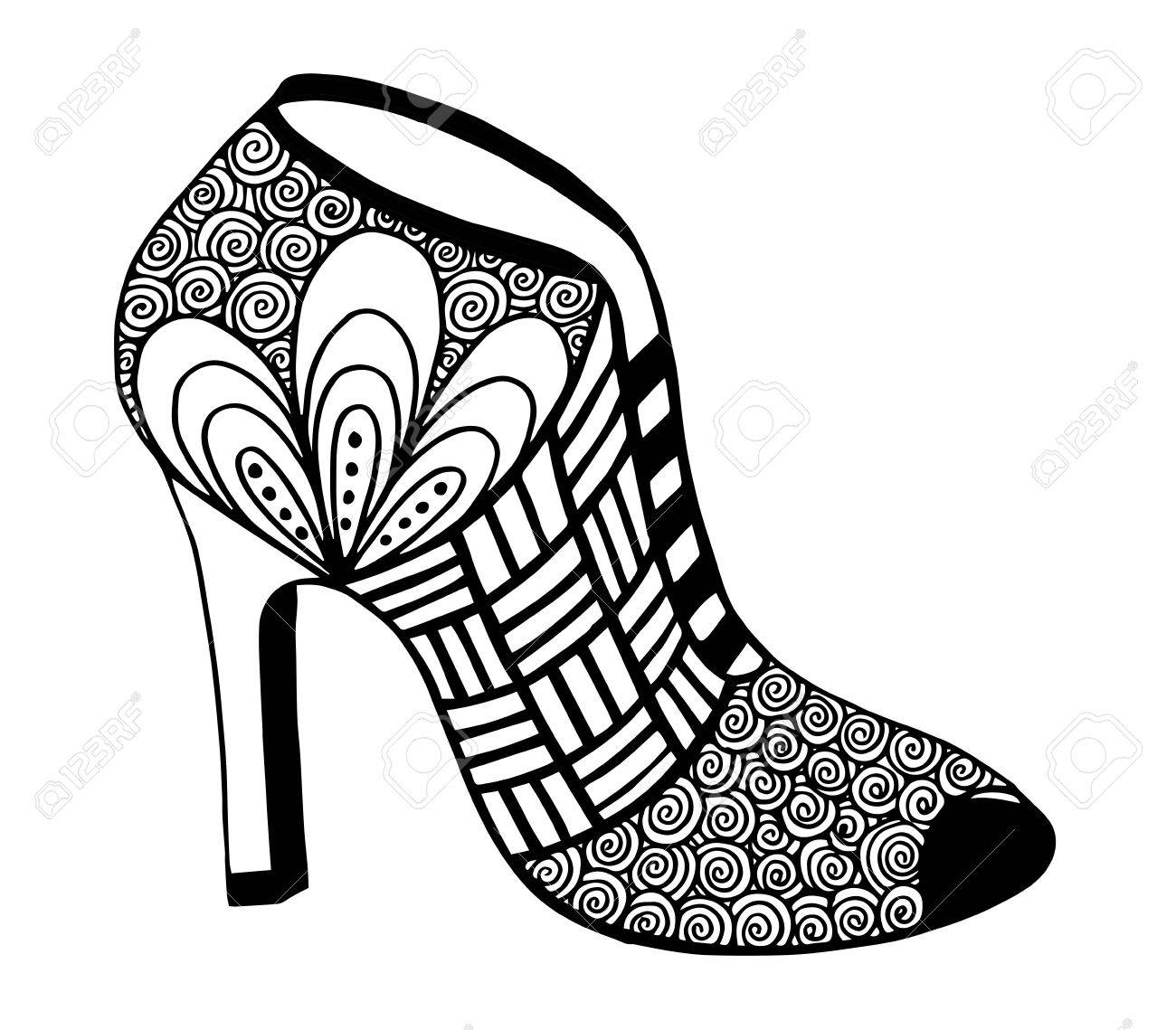 hand-drawn-outline-ornamental-high-heel-shoe-illustration-royalty-free-svg-cliparts-vectors-and-stock-illustration-image-72682770