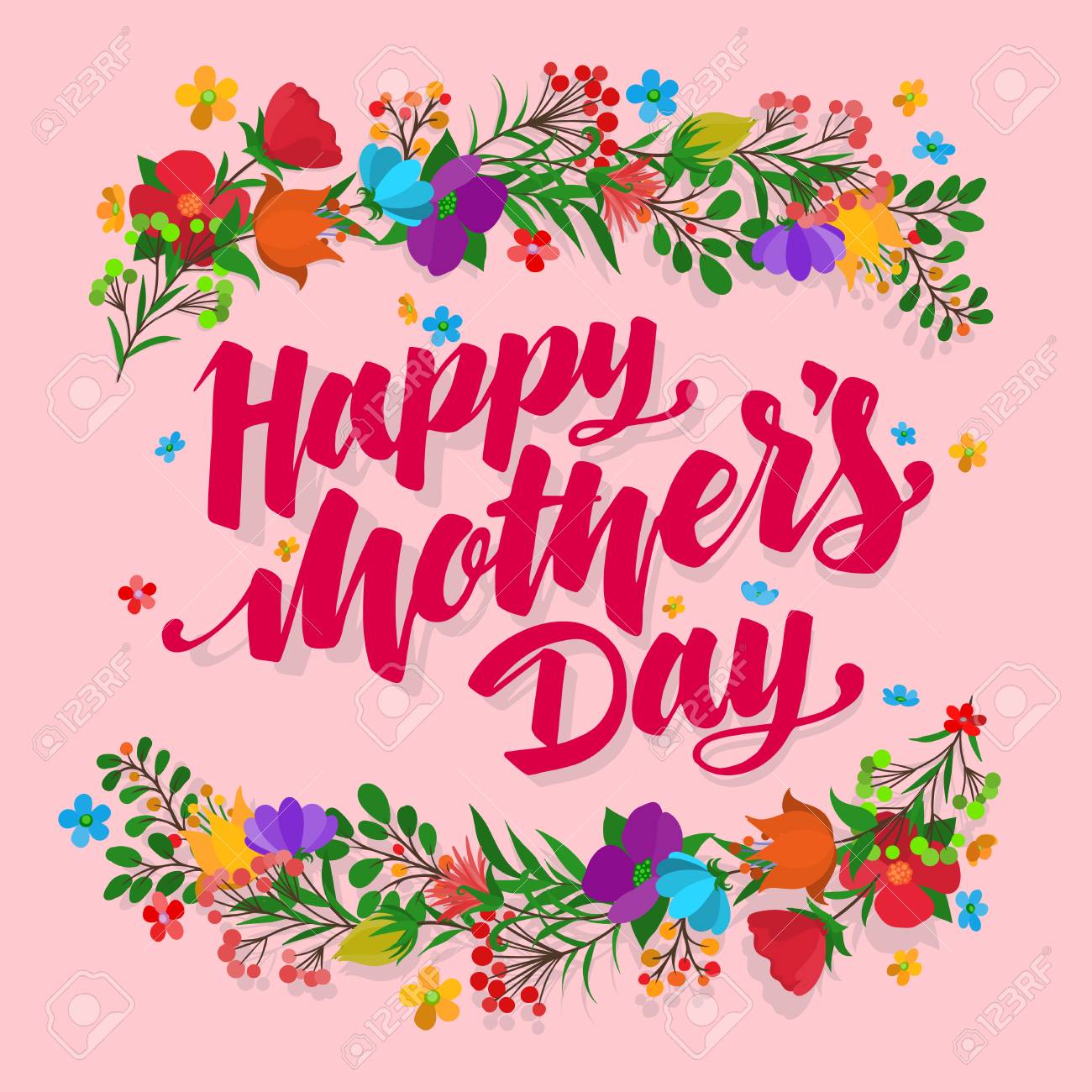 Happy Mothers Day Beautiful Lettering Happy Mothers Day Beautiful Greeting Card. Bright Vector  Illustration. Stock Photo, Picture And Royalty Free Image. Image 54920881.