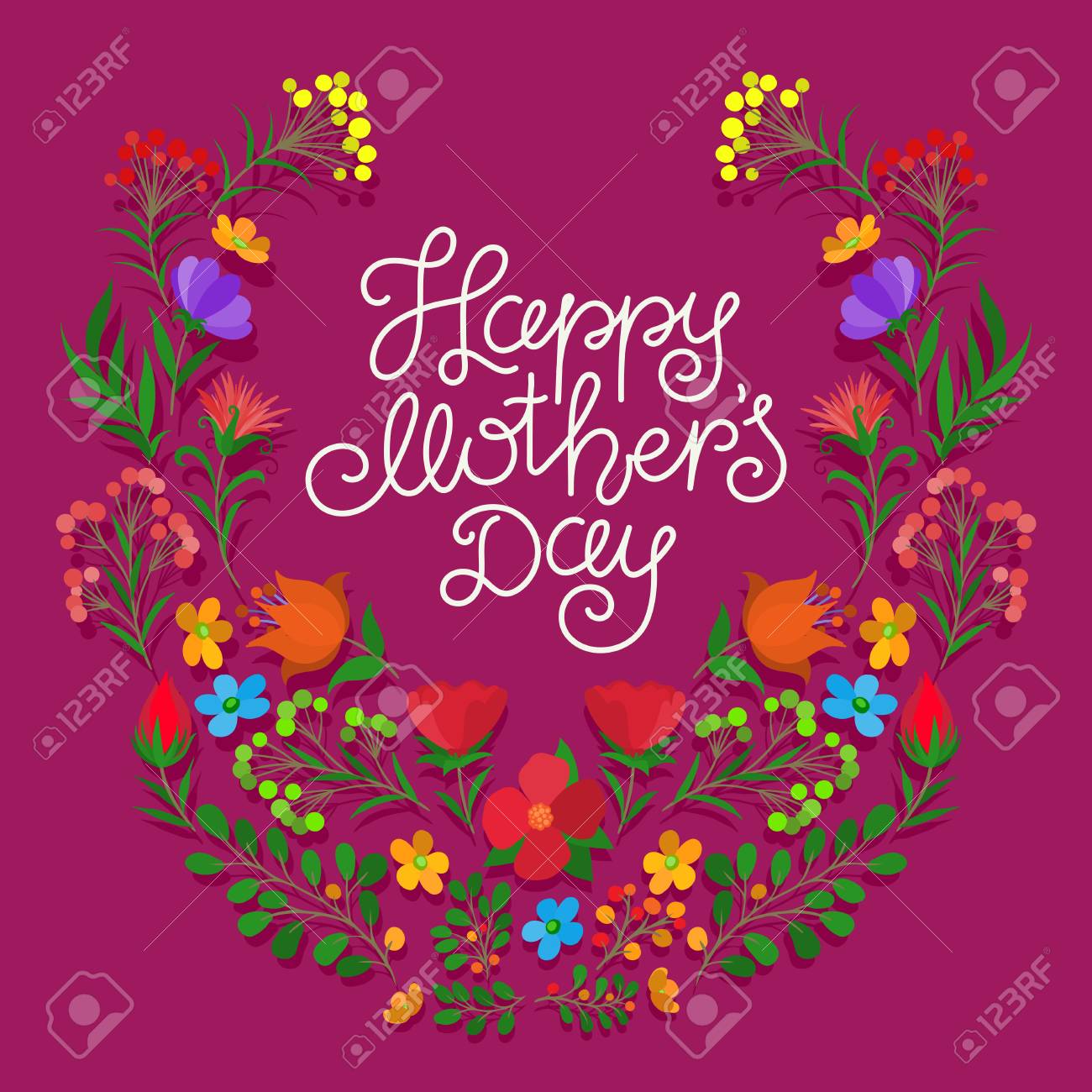Happy Mothers Day Beautiful Lettering Happy Mothers Day Beautiful Greeting Card. Bright Vector  Illustration. Royalty Free Svg, Cliparts, Vectors, And Stock Illustration.  Image 54920905.