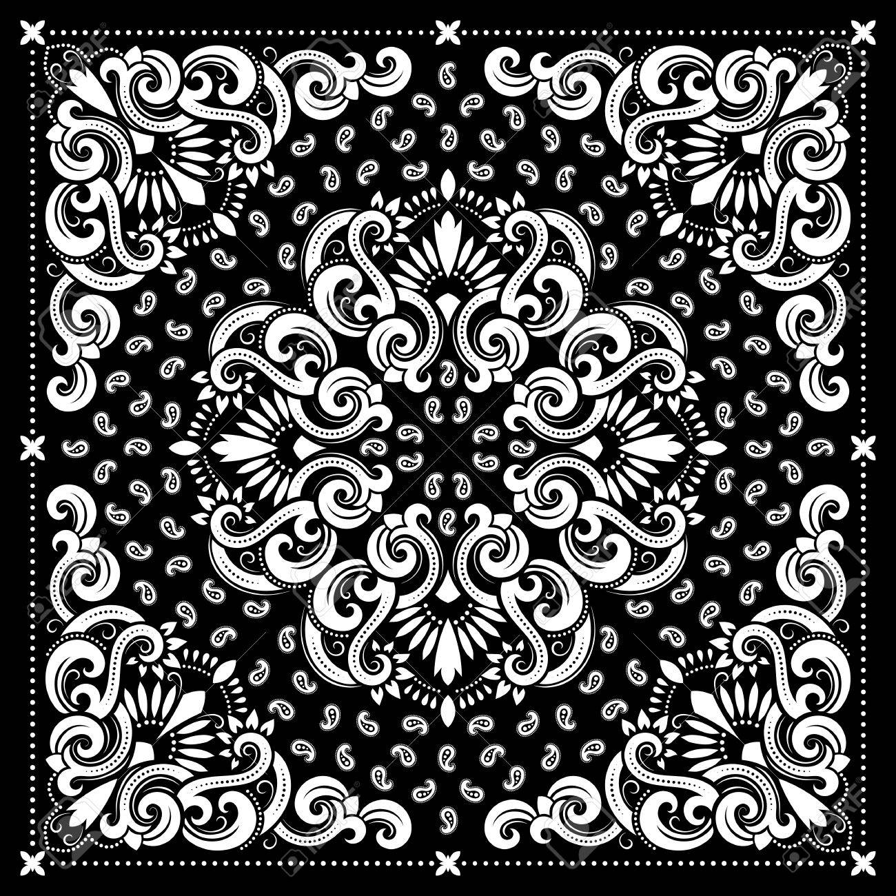 Vector Ornament Paisley Bandana Print, Silk Neck Scarf Or Kerchief Square  Pattern Design Style For Print On Fabric. Royalty Free SVG, Cliparts,  Vectors, And Stock Illustration. Image 60195976.