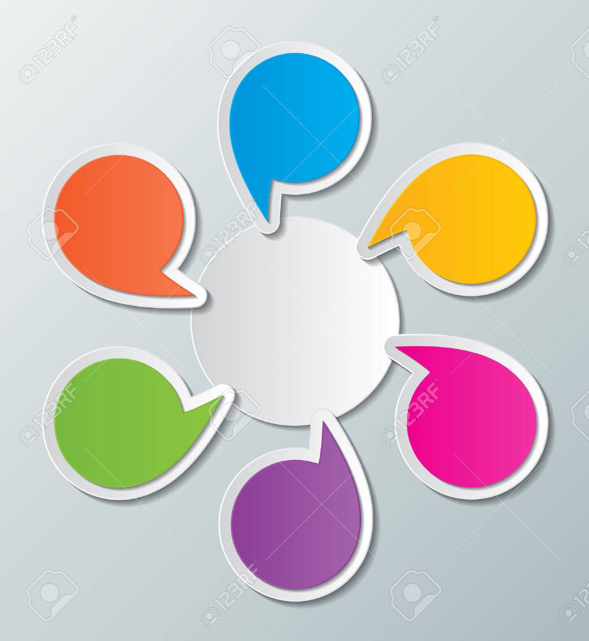 six blank colorful paper speech bubbles infographic elements royalty