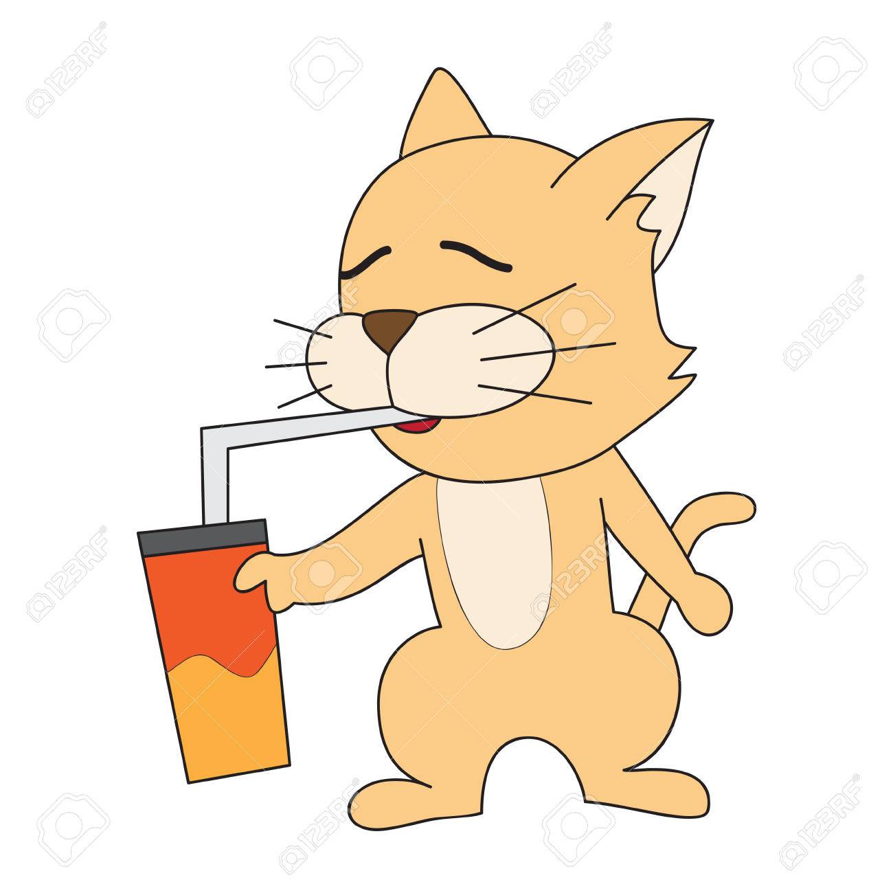 ベクトル漫画文字猫冷たい飲み物 のイラスト素材・ベクタ - . Image 