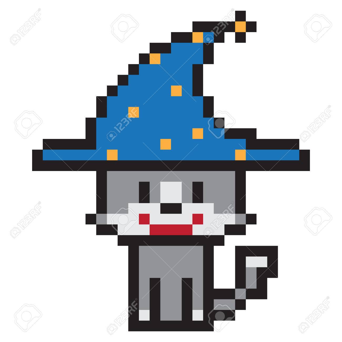 Illustration Design Pixel Art Chat Sorciere Banque D Images Et Photos Libres De Droits Image