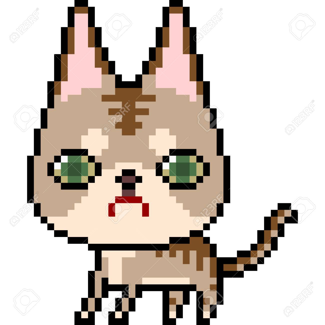 Vecteur Pixel Art Chat Isole Clip Art Libres De Droits Vecteurs Et Illustration Image