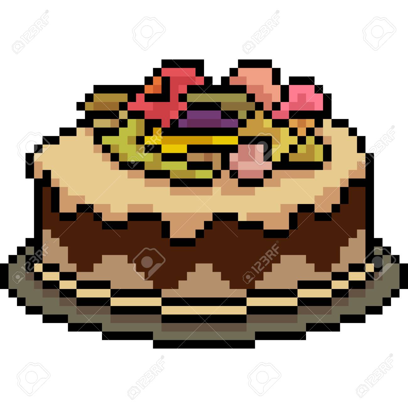 Vector Pixel Art Cake Dessert Isolated Cartoon Royalty Free Cliparts Vectors And Stock Illustration Image