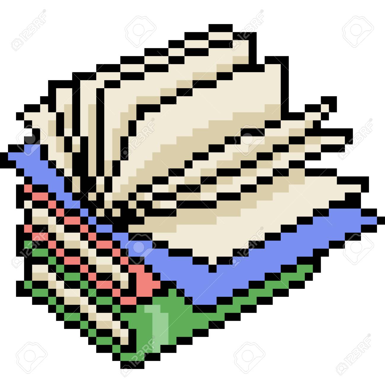 Vektor Pixel Kunst Buch Offnen Isoliert Cartoon Lizenzfrei Nutzbare Vektorgrafiken Clip Arts Illustrationen Image 98031934